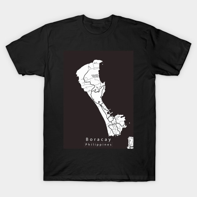 Boracay Philippines Island Map T-Shirt by Robin-Niemczyk